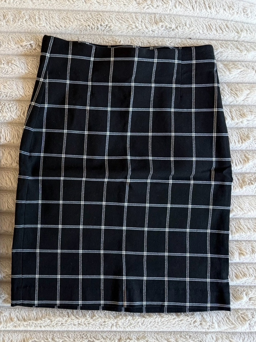Dynamite Black Pencil Skirt with White Windowpane Check